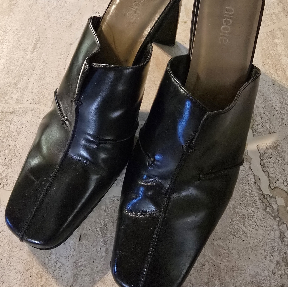 Nicole Black Heeled Mules for Women